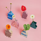 Decorative Wooden Vase | Pink Checkmate