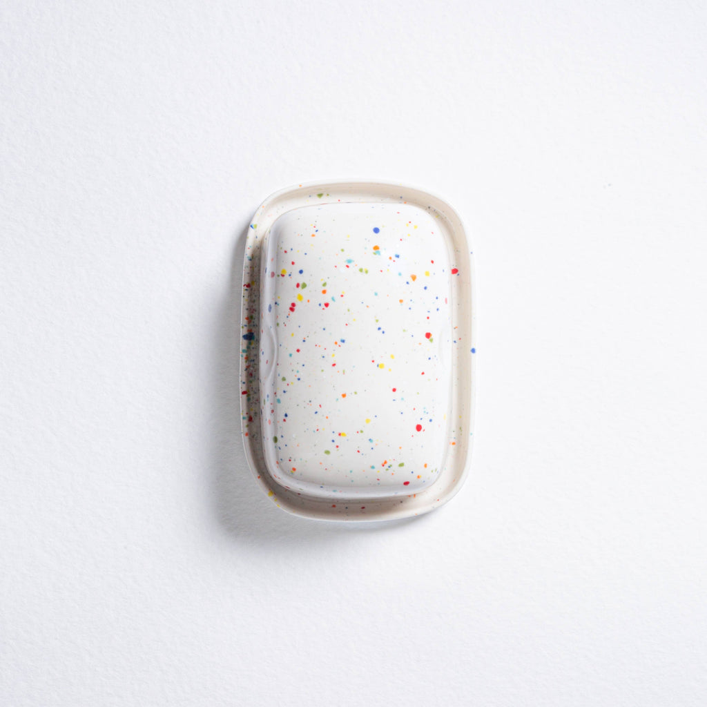 Handmade Stoneware Butter Dish | White Speckled