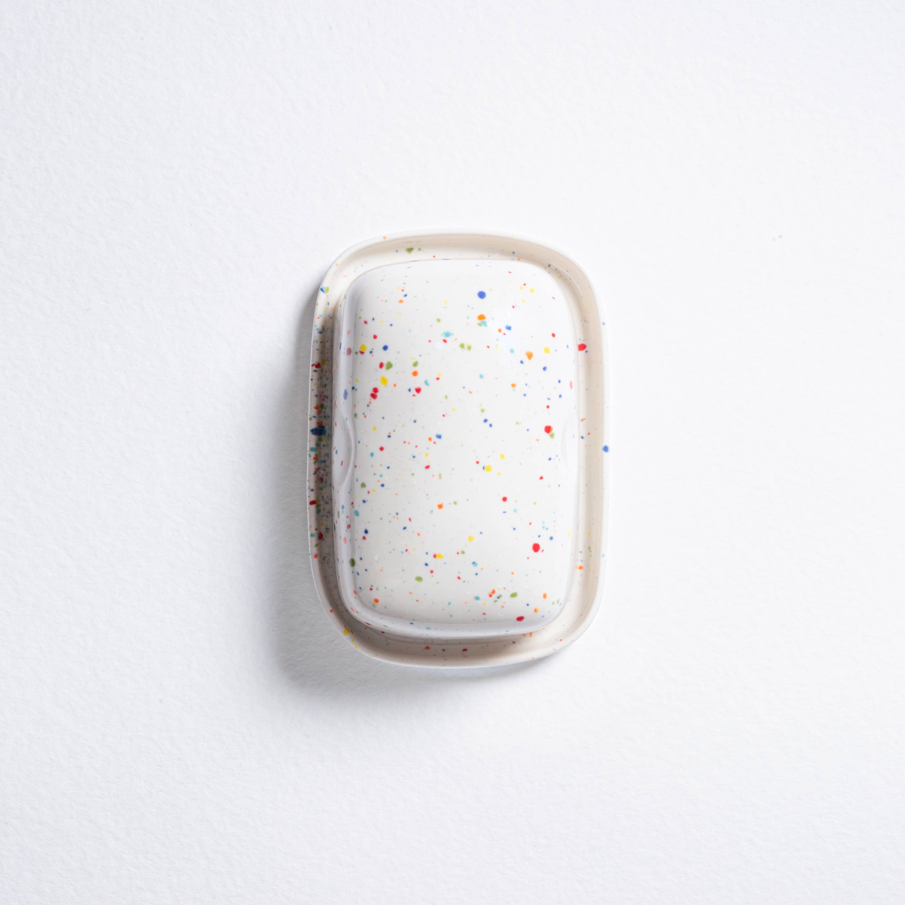 Handmade Stoneware Butter Dish | White Speckled