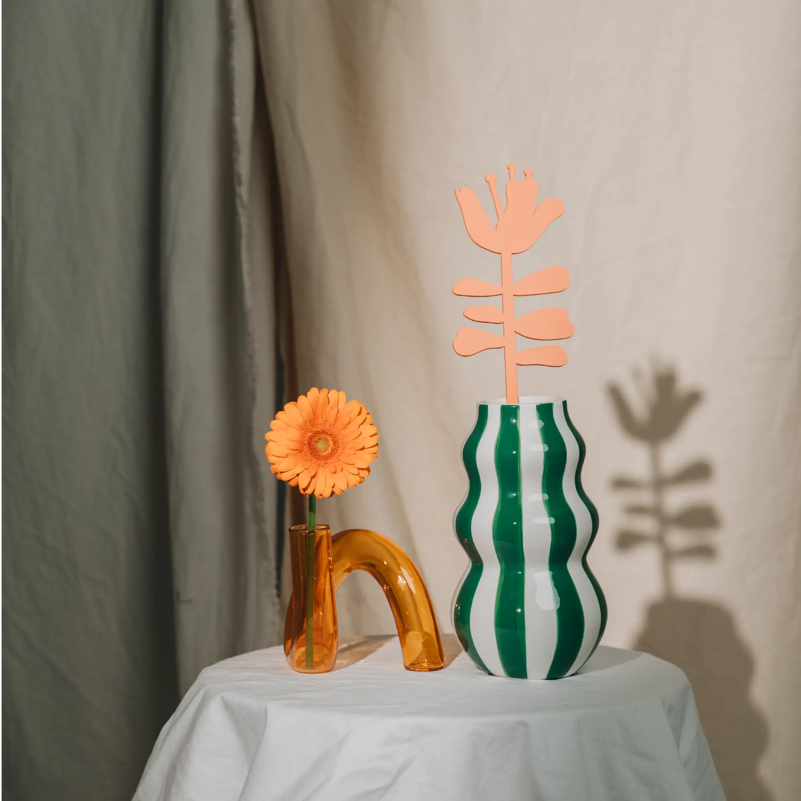 Decorative Wooden Flower | Orange Hibiscus