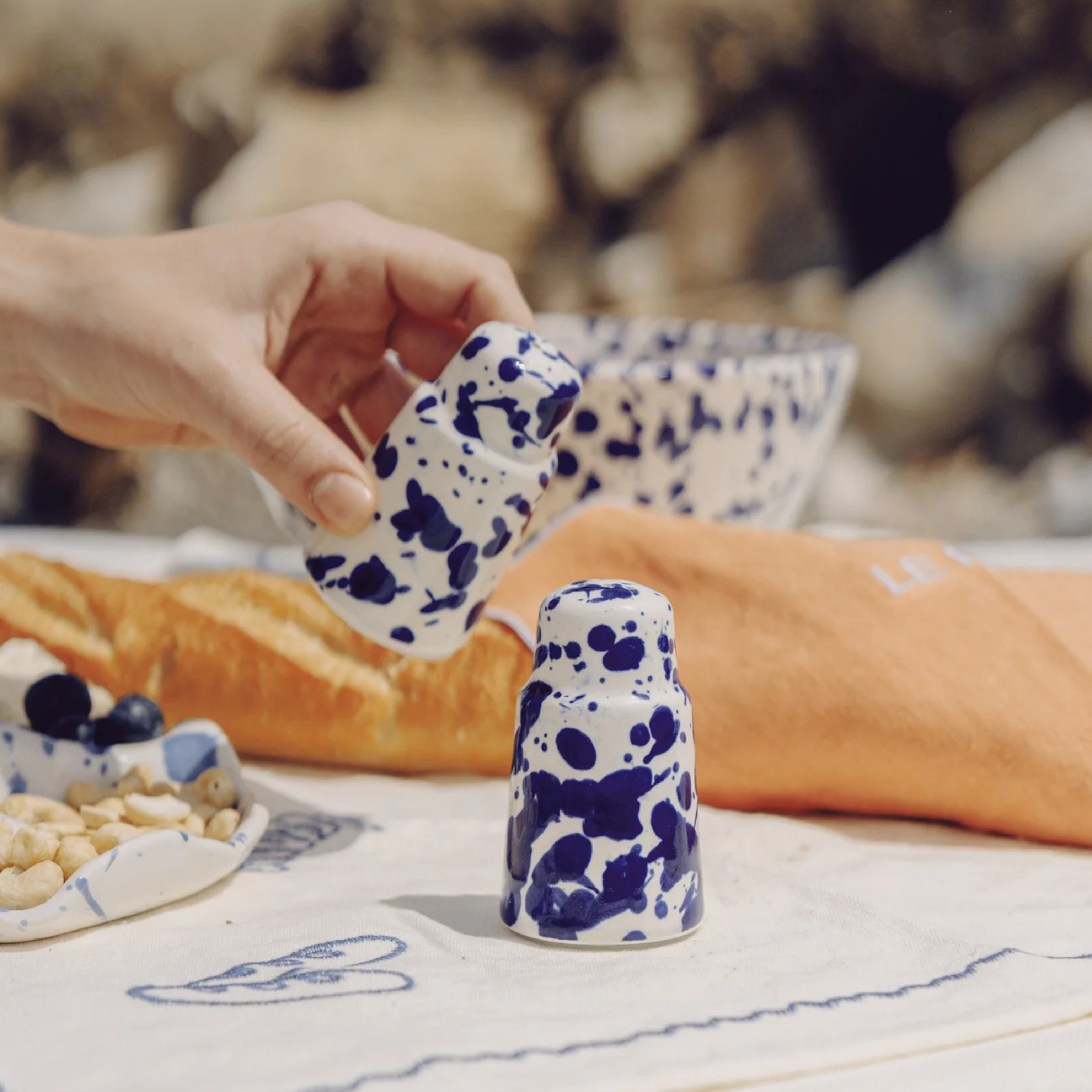 Handmade Ceramic Salt & Pepper Shaker | Blue Sea | 9cm