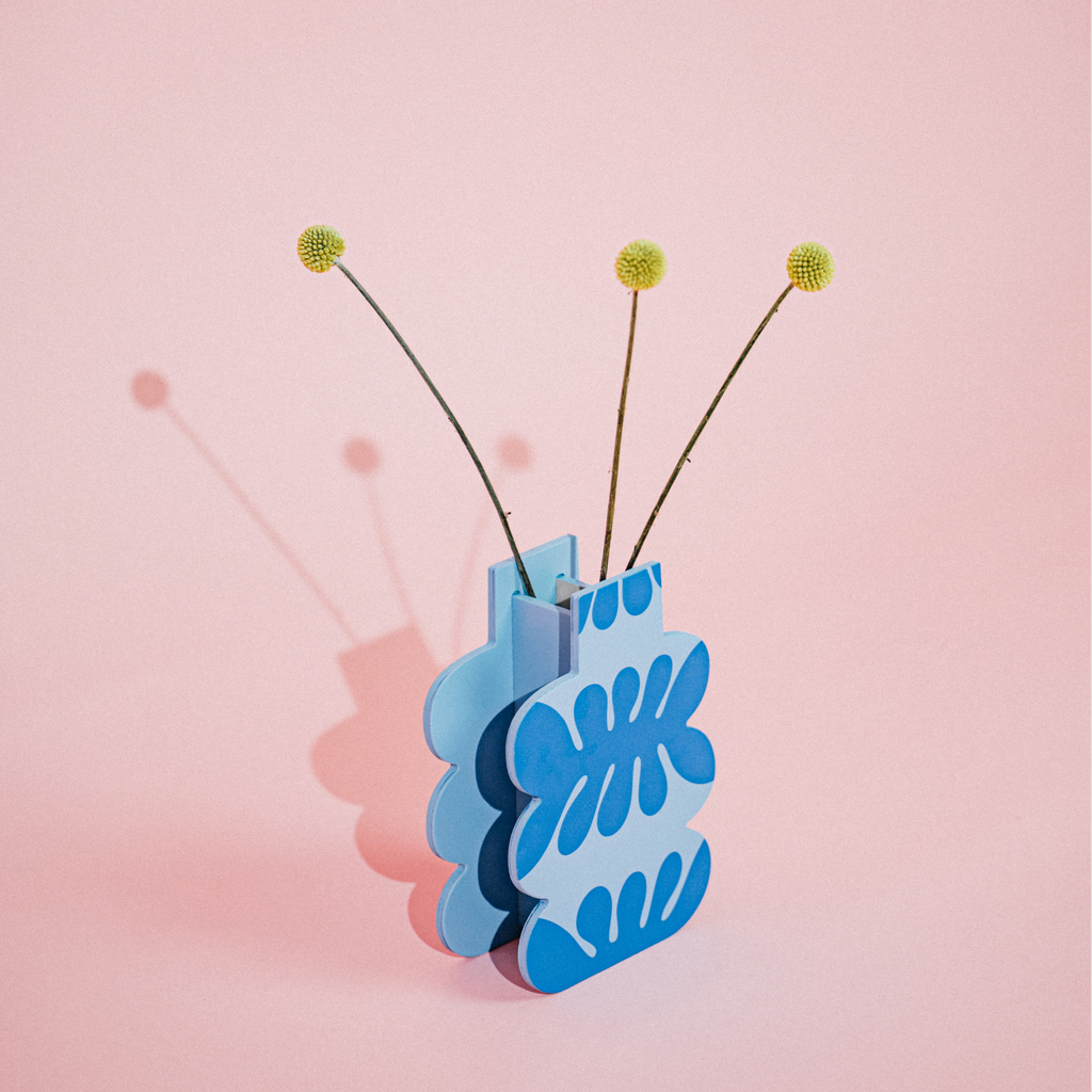 Decorative Wooden Vase | Blue Cloud