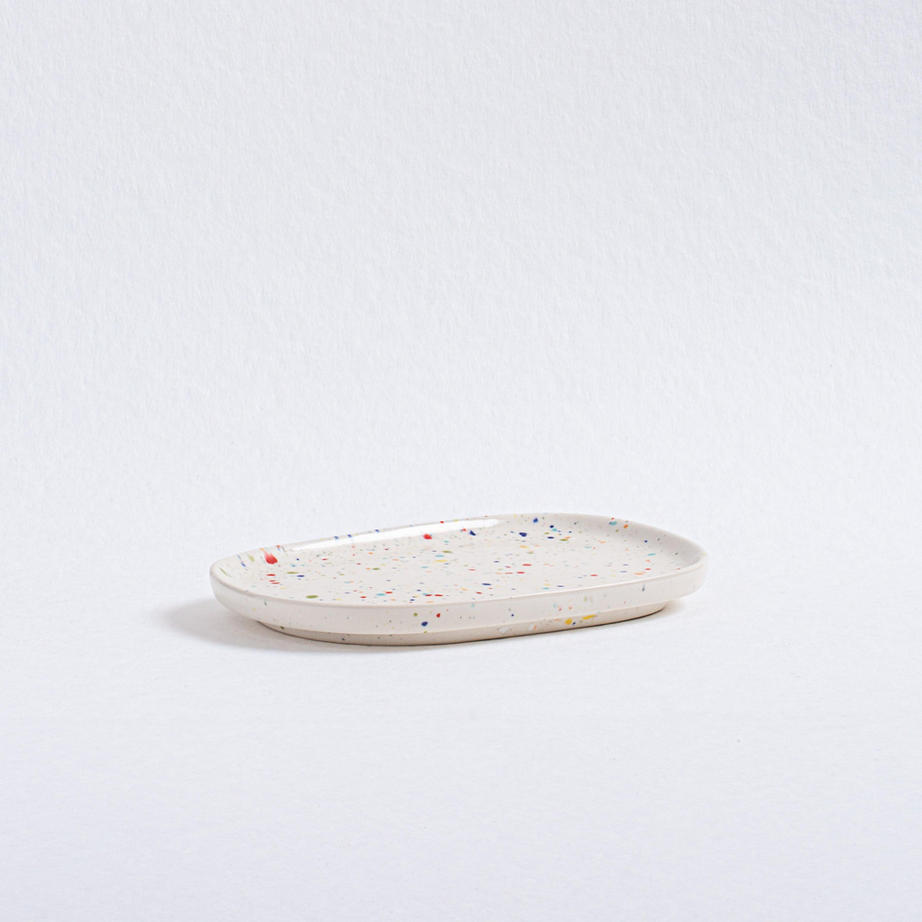 Handmade Stoneware Tray | White Speckled | 22 cm