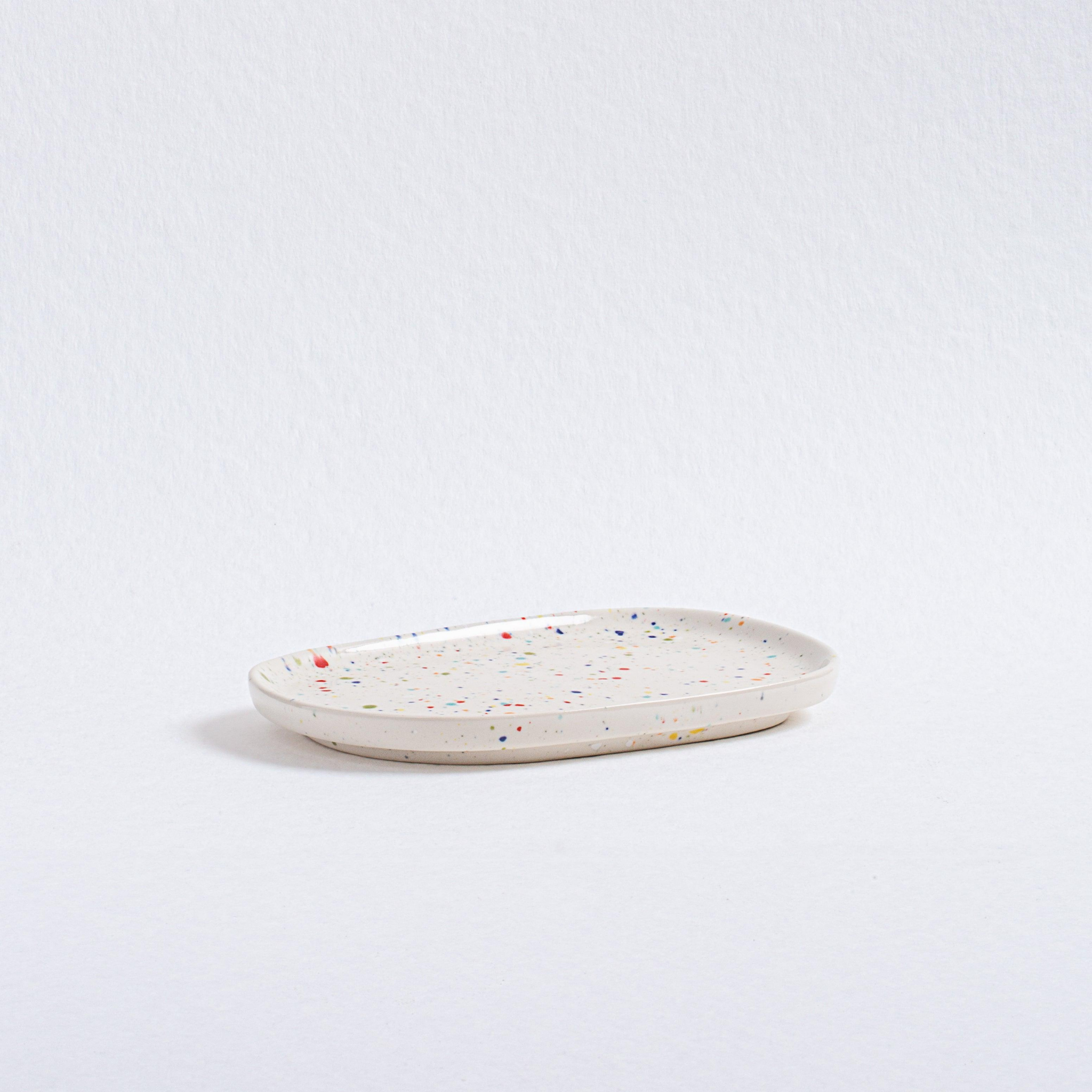 Handmade Stoneware Tray | White Speckled | 22 cm