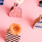 Decorative Wooden Vase | Burgundy Checkmate