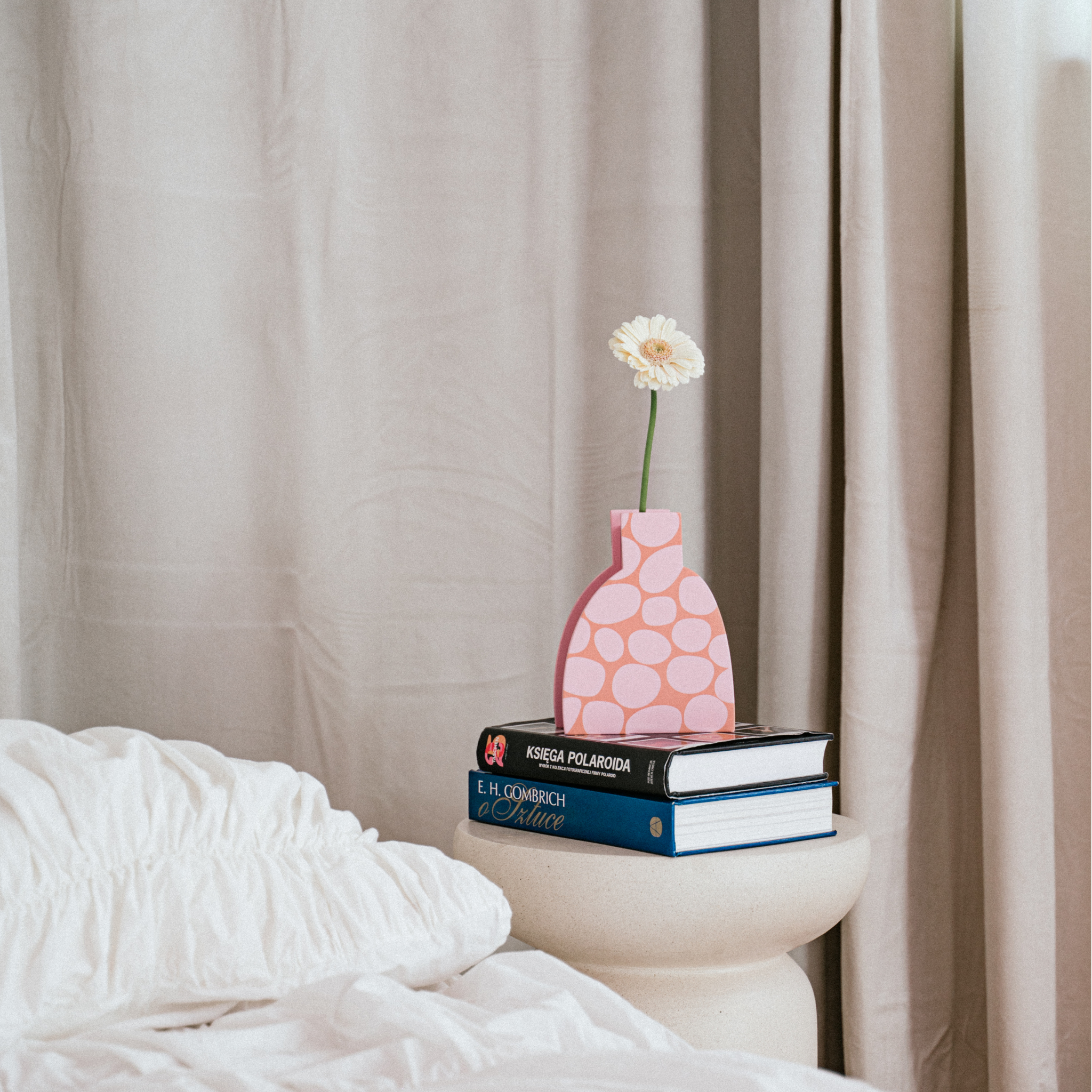 Decorative Wooden Vase | Pink Stones