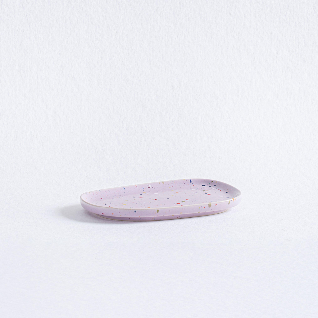 Handmade Stoneware Tray | Lilac Speckled | 22 cm