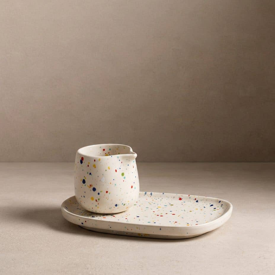 Handmade Stoneware Milk Jug | White Speckled Ceramic Jug