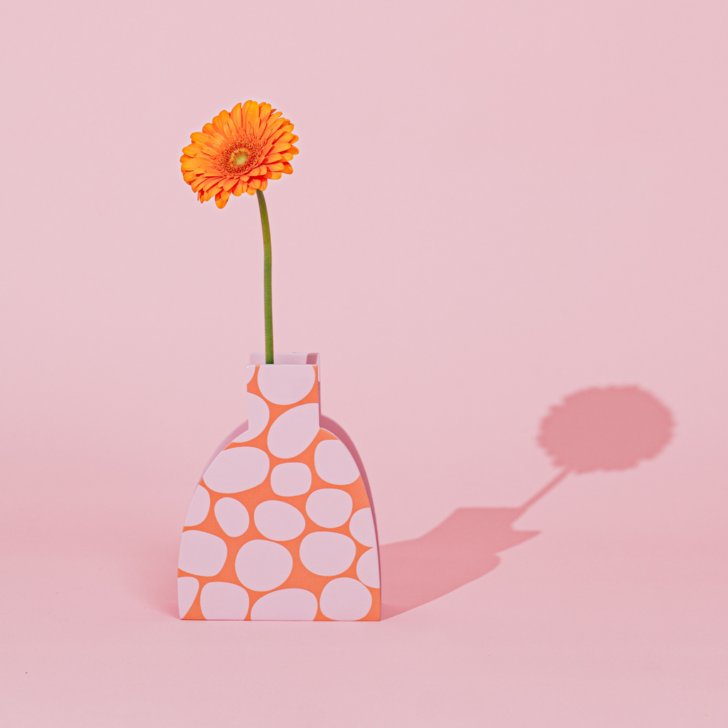 Decorative Wooden Vase | Pink Stones