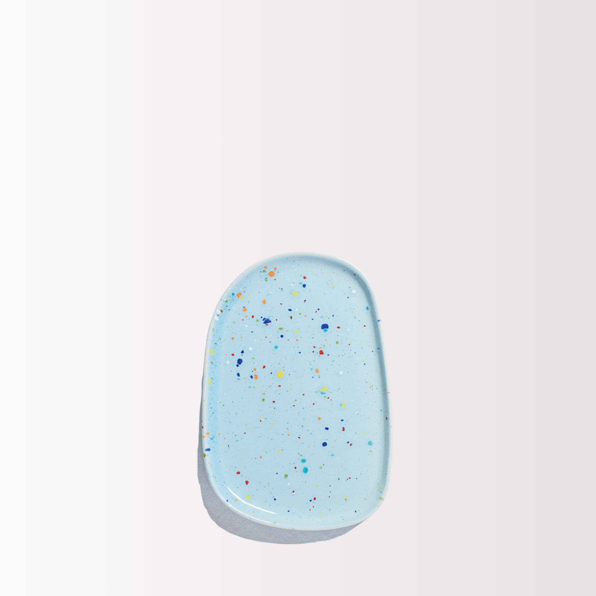 Handmade Stoneware Tray | Blue Speckled | 22 cm