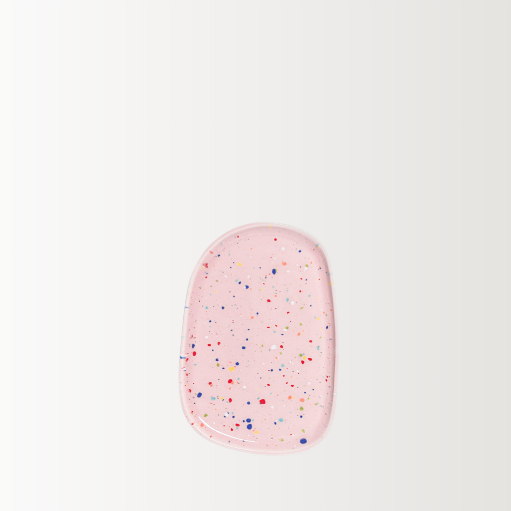 Handmade Stoneware Tray | Pink Speckled | 22 cm