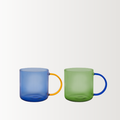 Glass Mug | Set of 2 | Green & Blue