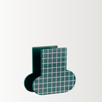 Decorative Wooden Vase | Green Grid