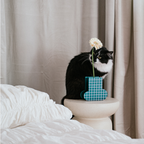 Decorative Wooden Vase | Green Grid