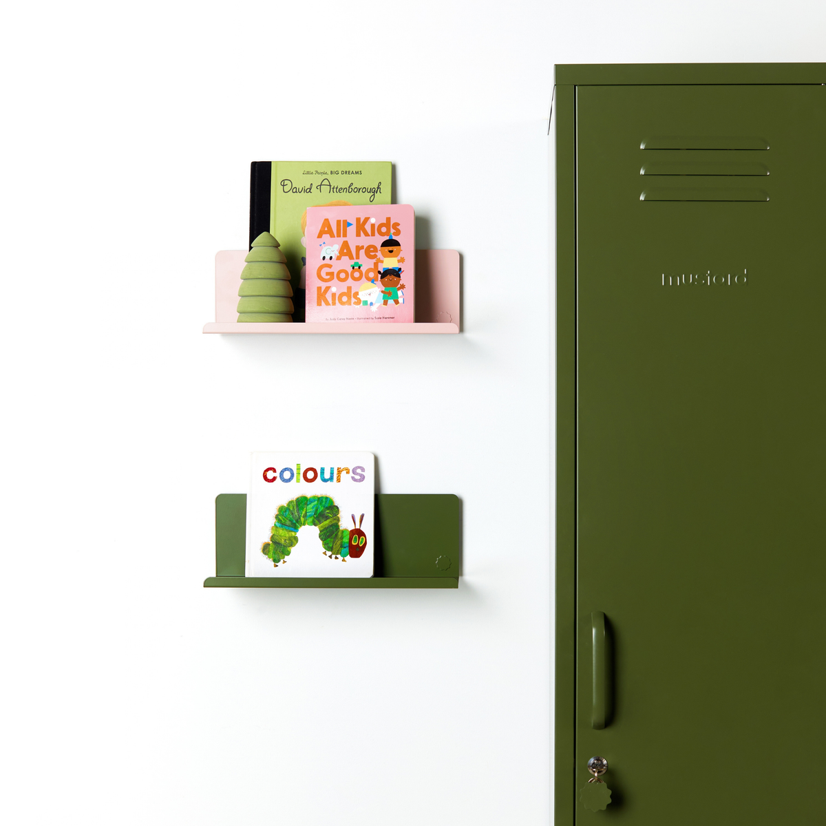 Olive Green Metal Wall Shelf – Small