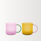 Glass Mug | Set of 2 | Rose & Yellow