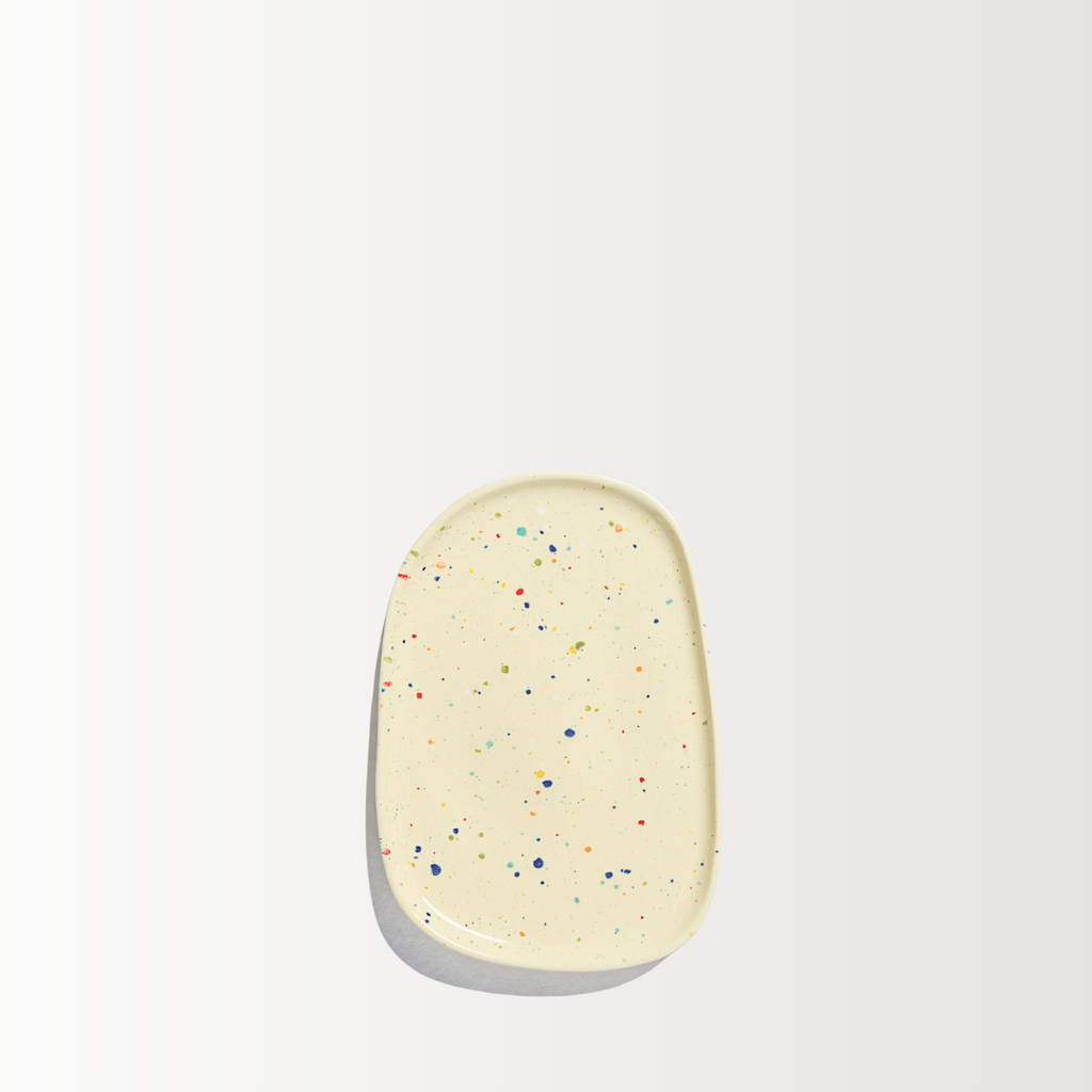Handmade Stoneware Tray | Yellow Speckled | 22 cm