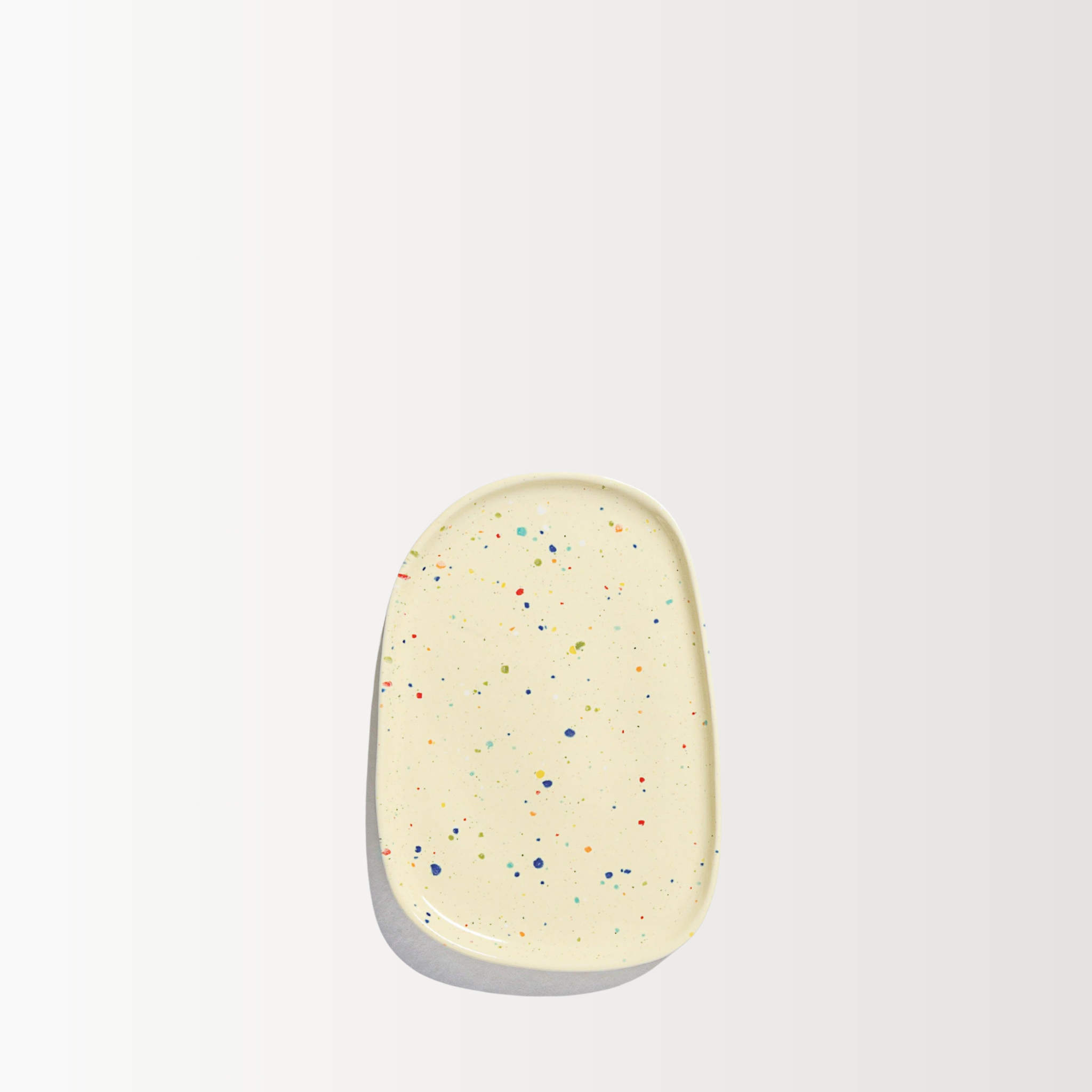 Handmade Stoneware Tray | Yellow Speckled | 22 cm