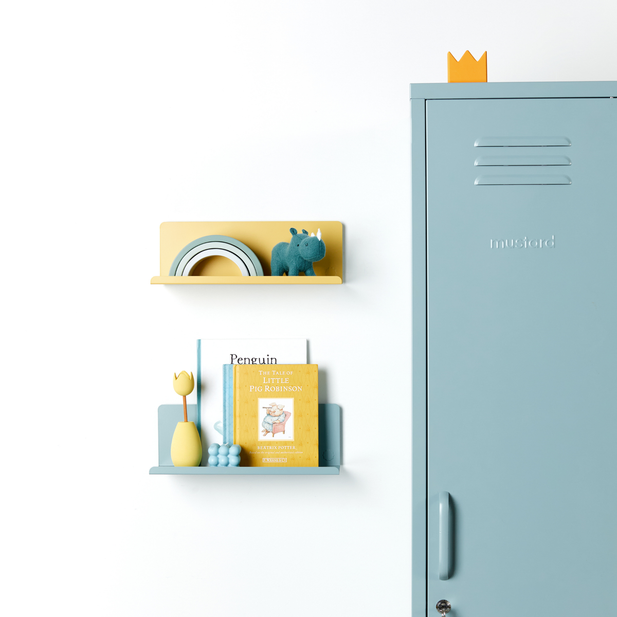 Ocean Blue Metal Wall Shelf – Small