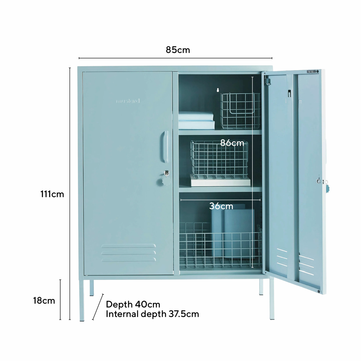 Ocean Blue Metal Storage Cabinet