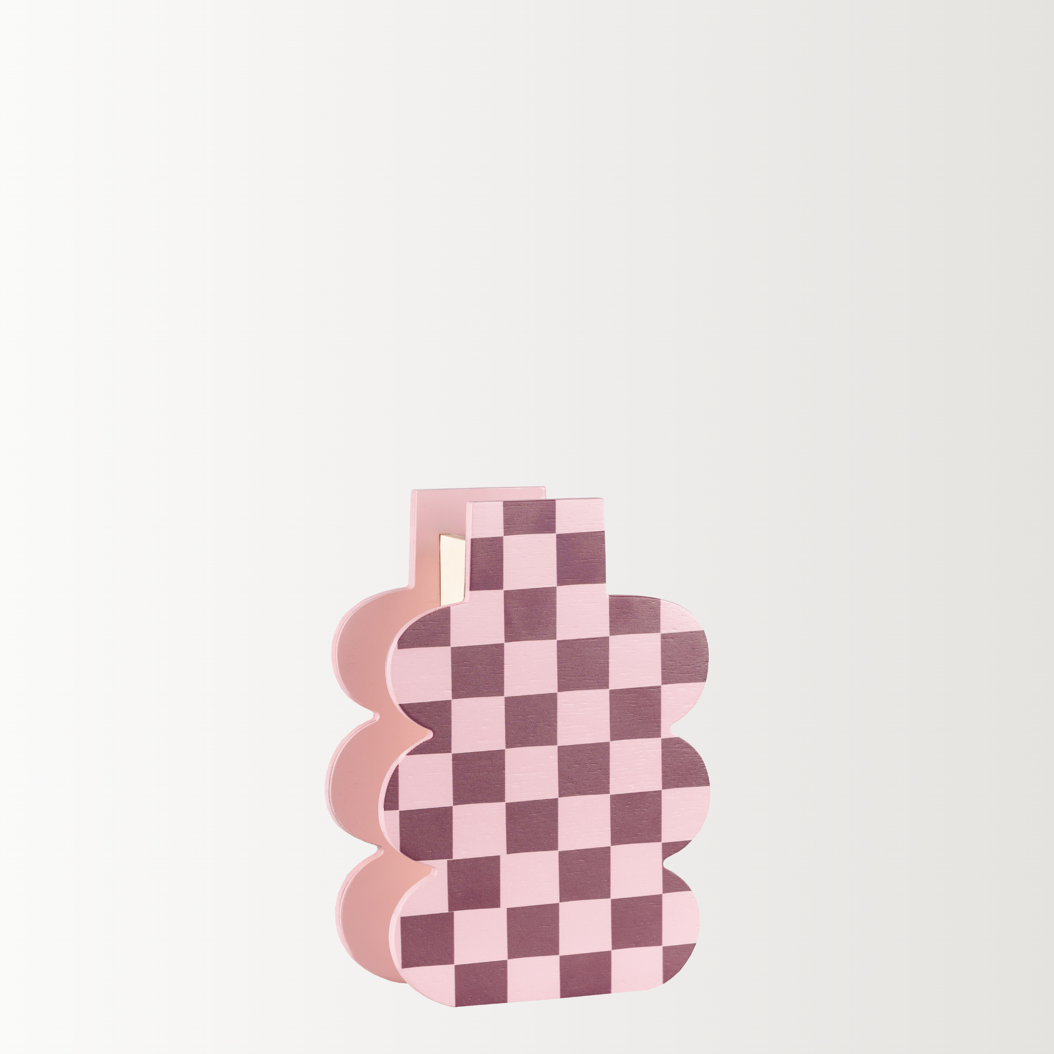 Decorative Wooden Vase | Pink Checkmate