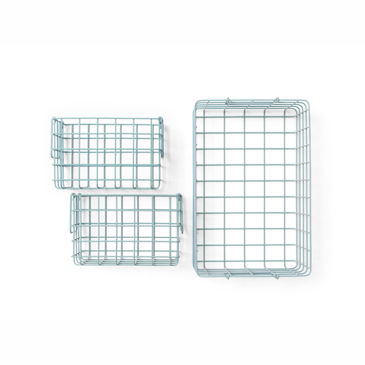Ocean Blue Metal Storage Baskets | Set of 3