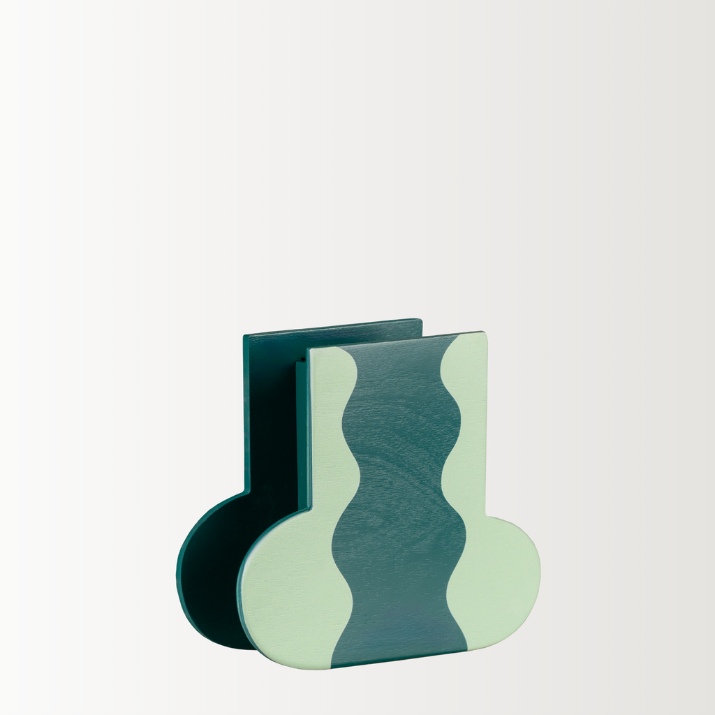 Decorative Wooden Vase | Green Wave
