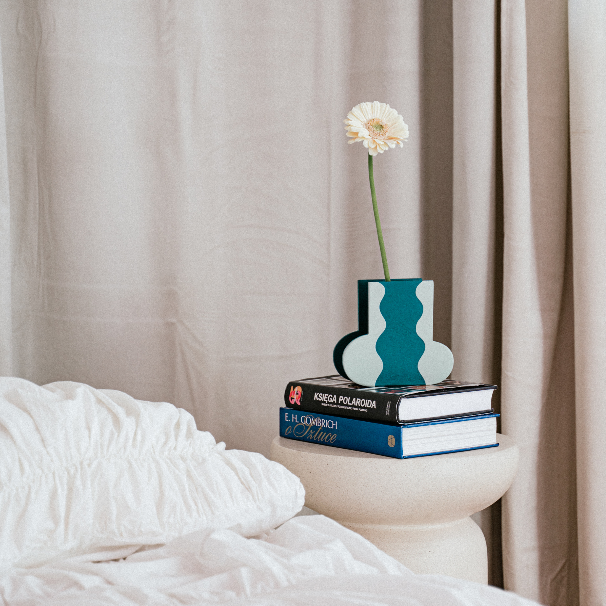 Decorative Wooden Vase | Green Wave