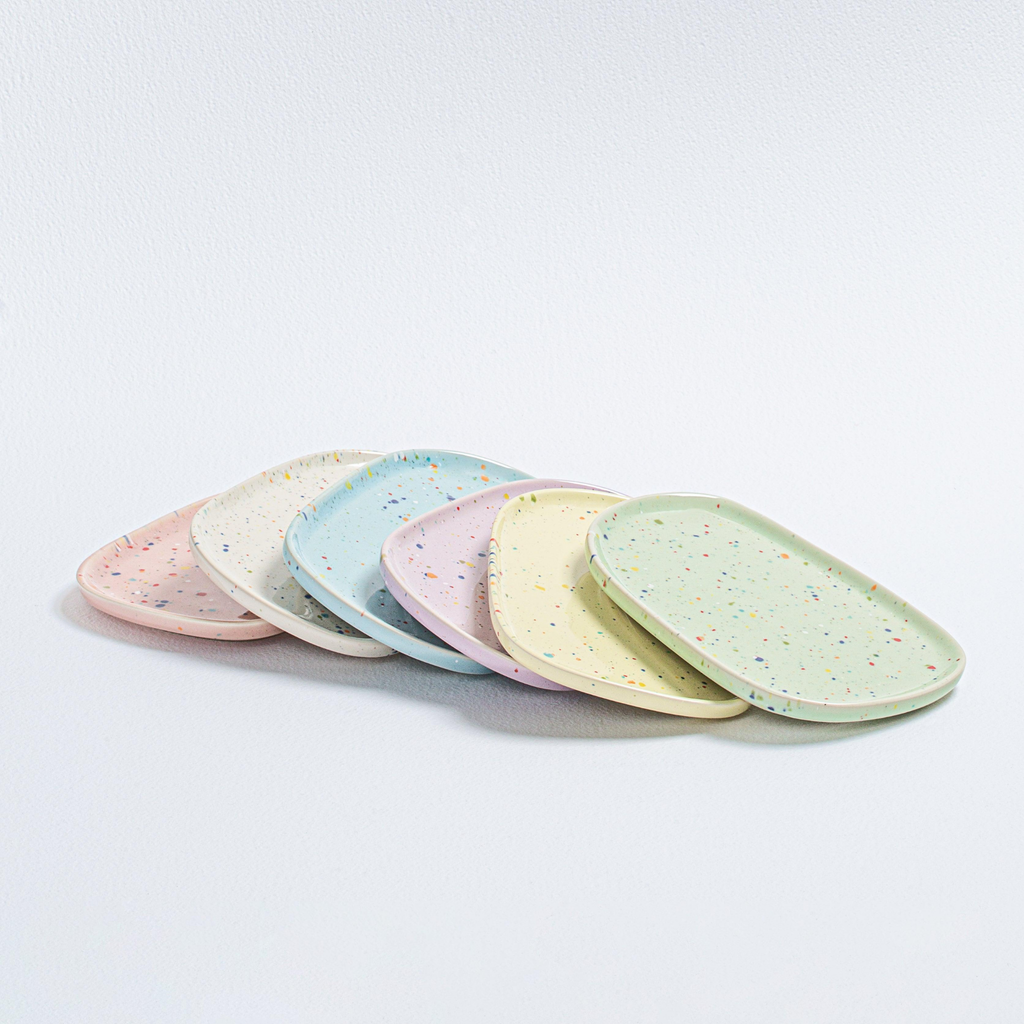 Handmade Stoneware Tray | Blue Speckled | 22 cm