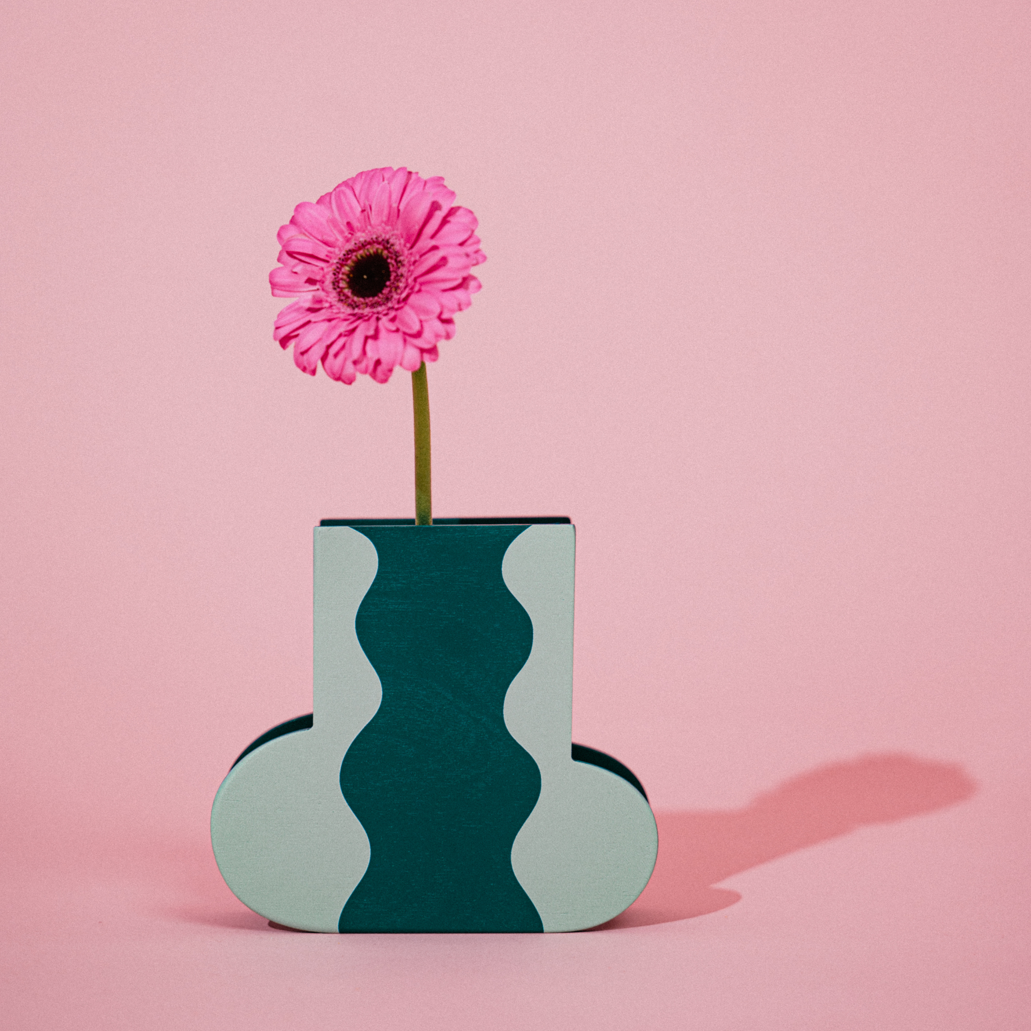 Decorative Wooden Vase | Green Wave