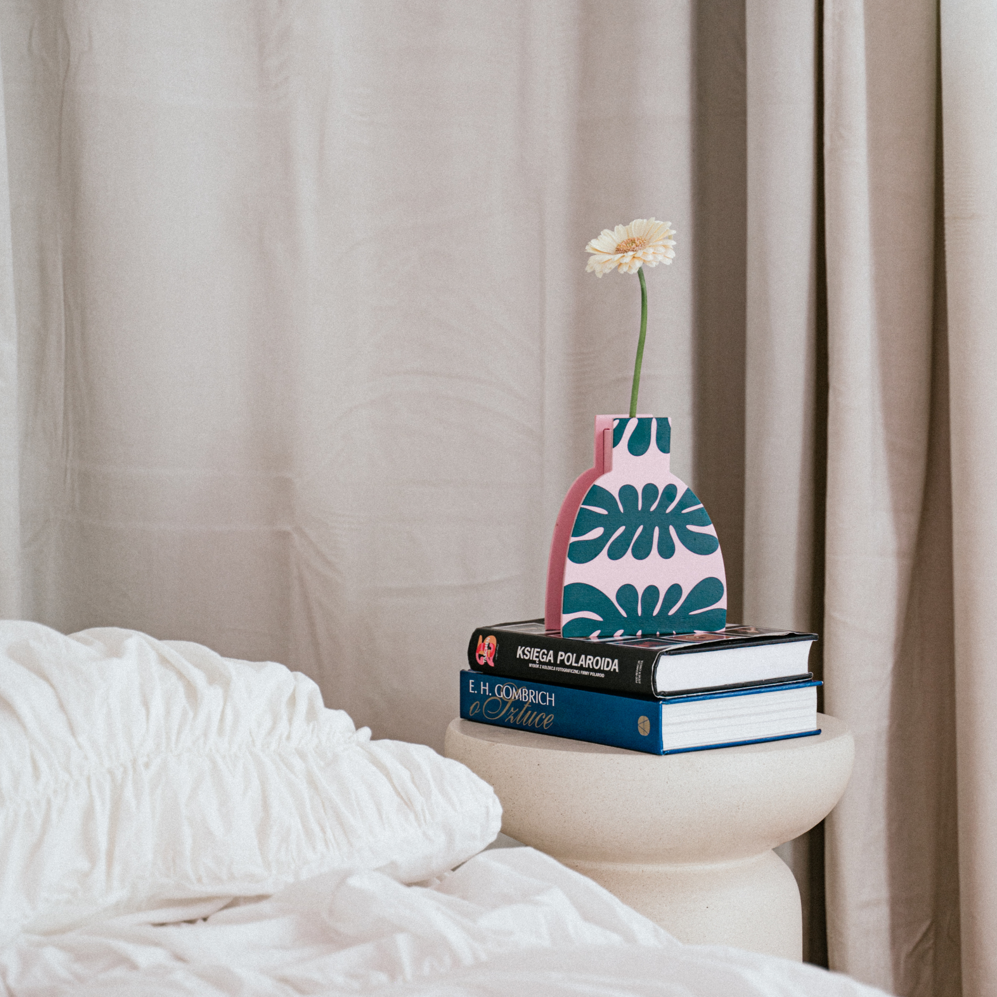 Decorative Wooden Vase | Pink Monstera