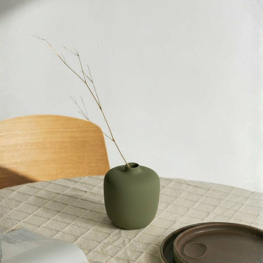 Handmade Ceramic Vase | Olive Green Bubble