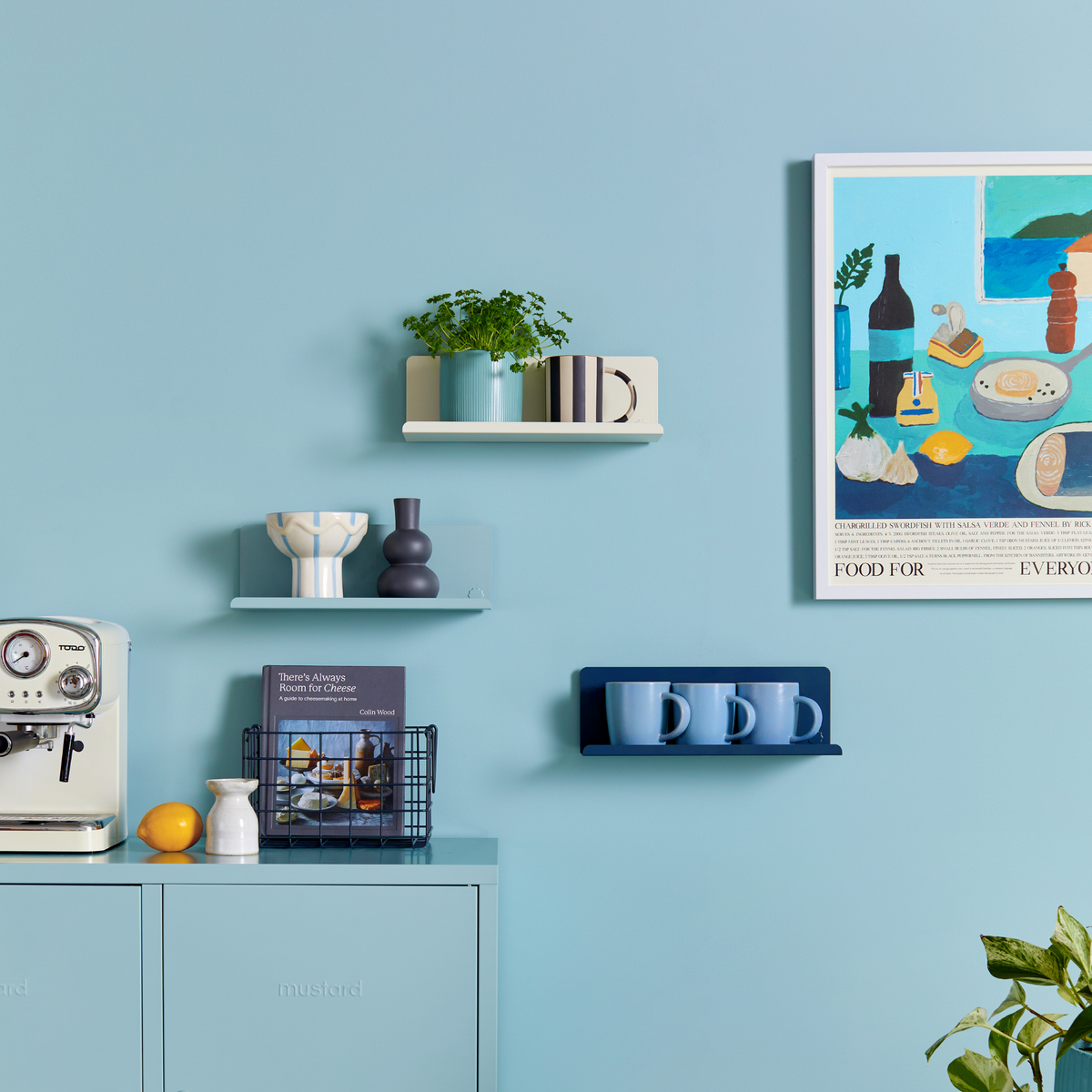 Ocean Blue Metal Wall Shelf – Small