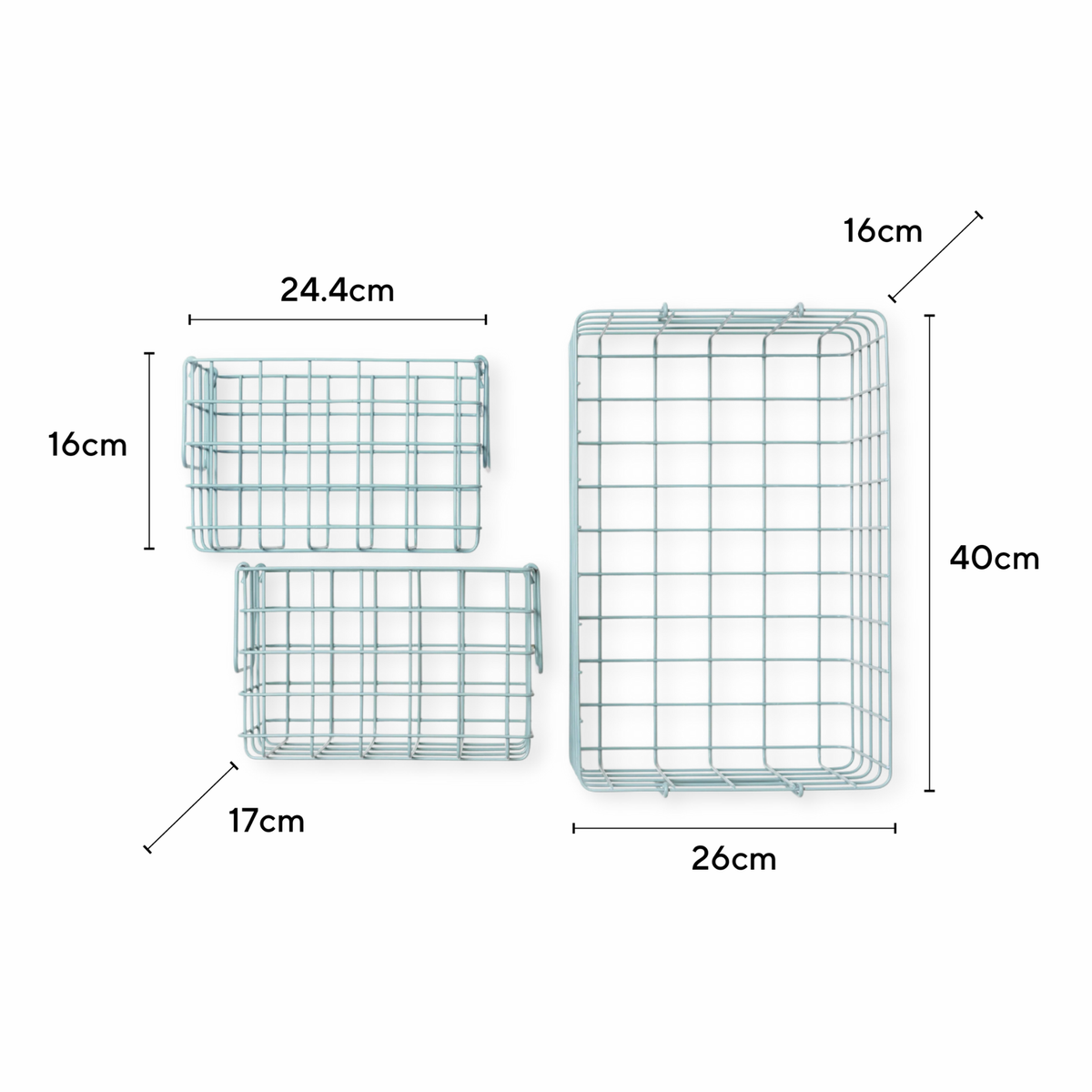Ocean Blue Metal Storage Baskets | Set of 3