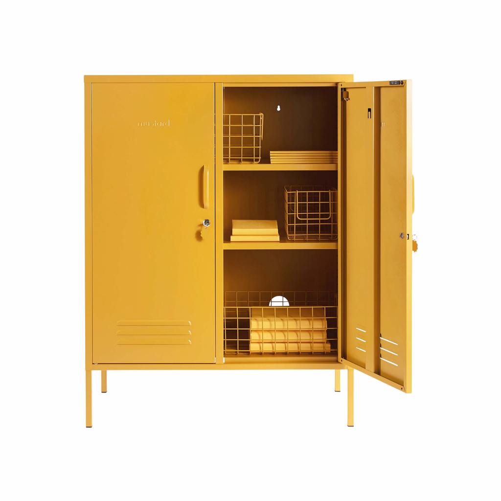 Mustard Yellow Metal Storage Cabinet