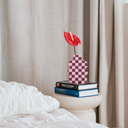 Decorative Wooden Vase | Pink Checkmate