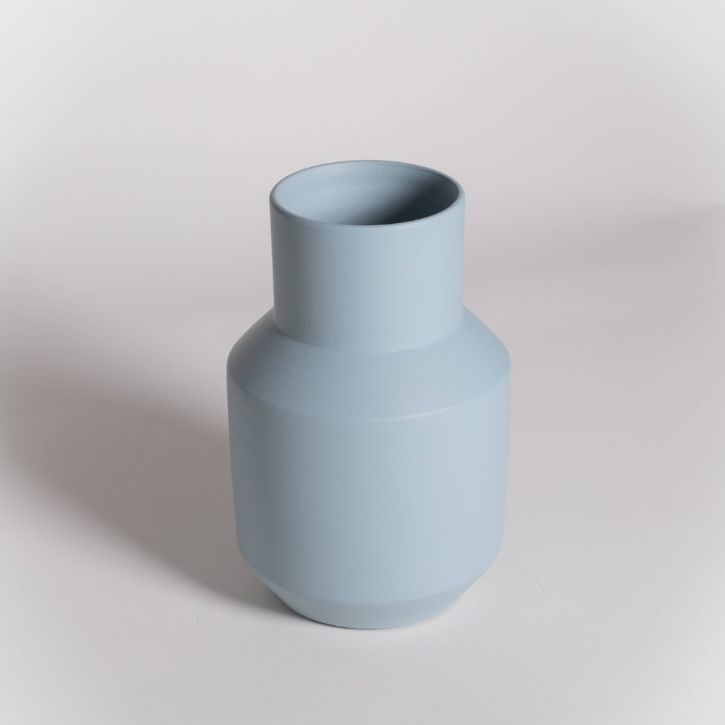Handmade Ceramic Vase | Light Blue Geometry