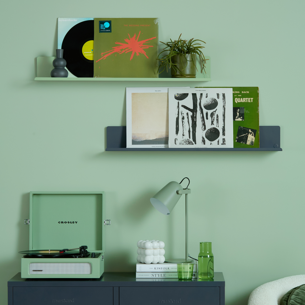 Sage Green Metal Wall Shelf – Large