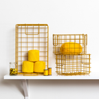 Mustard Yellow Metal Storage Baskets | Set of 3