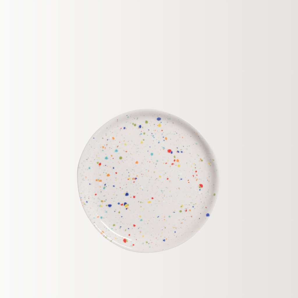 Handmade Stoneware Bread Plate | White Speckled | 17 cm