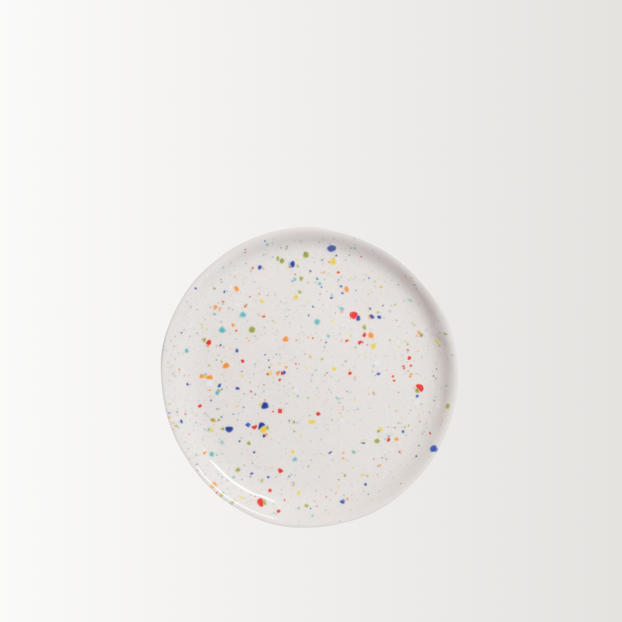 Handmade Stoneware Bread Plate | White Speckled | 17 cm