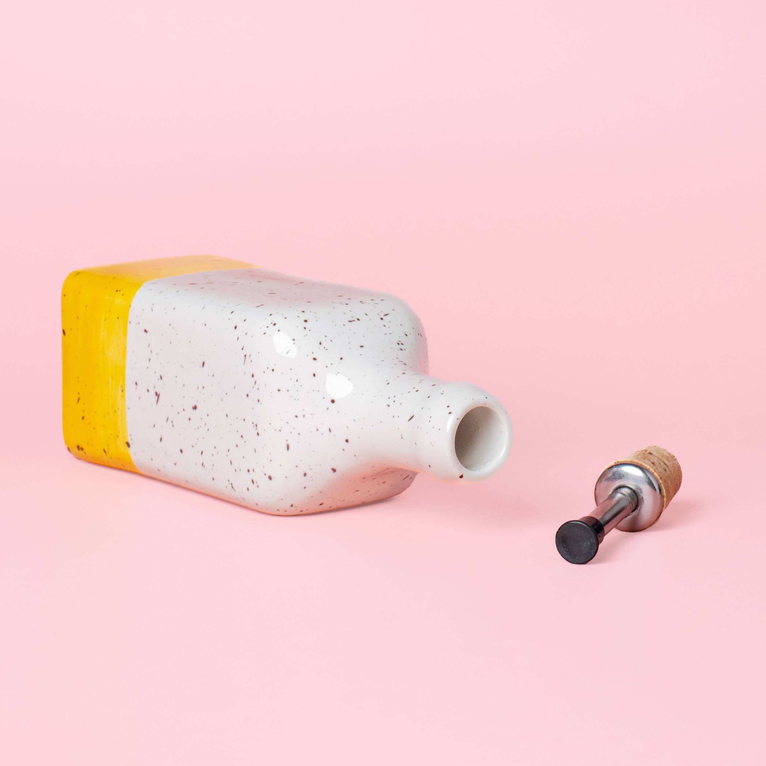 Handmade Ceramic Oil Dispenser | Yellow Freckles | 475ml