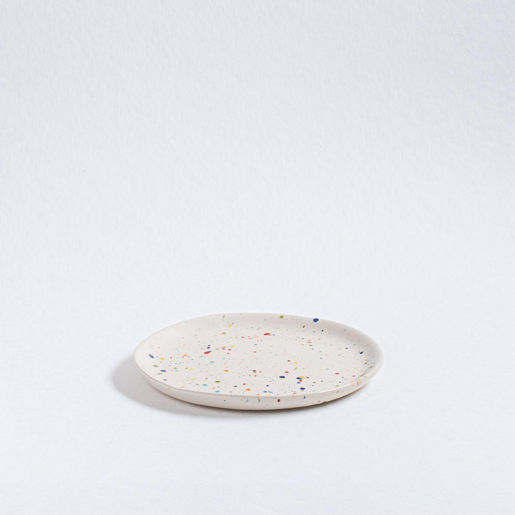 Handmade Stoneware Bread Plate | White Speckled | 17 cm