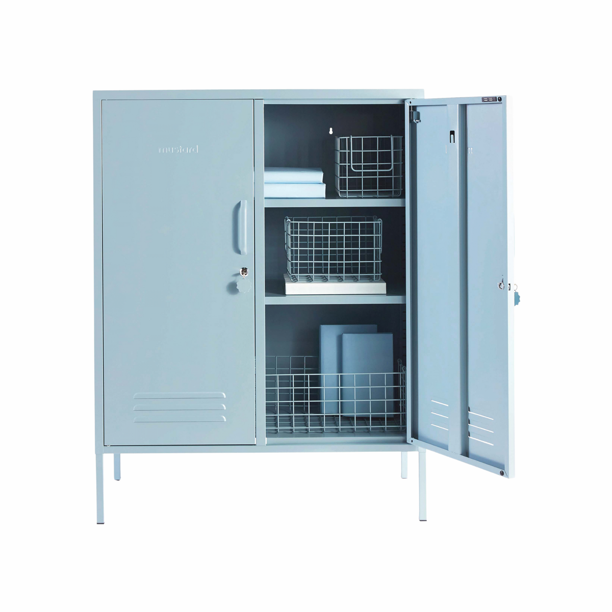 Ocean Blue Metal Storage Cabinet
