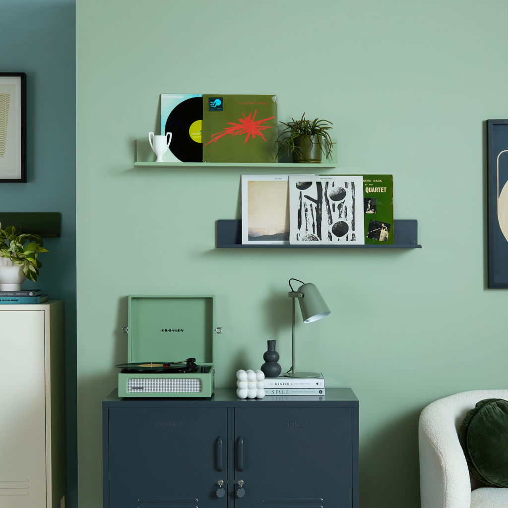 Sage Green Metal Wall Shelf – Large