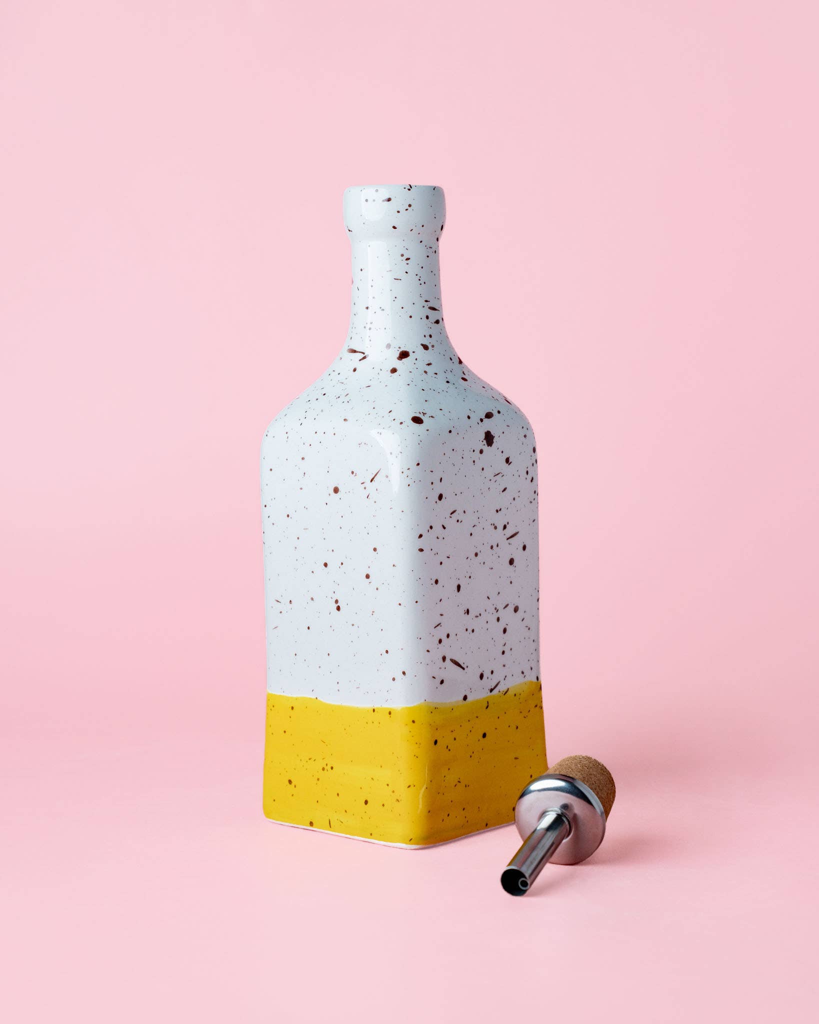 Handmade Ceramic Oil Dispenser | Yellow Freckles | 475ml