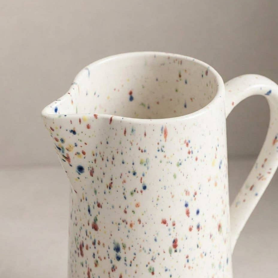 Handmade Stoneware Pitcher | White Speckled Ceramic Jug | 1.5L