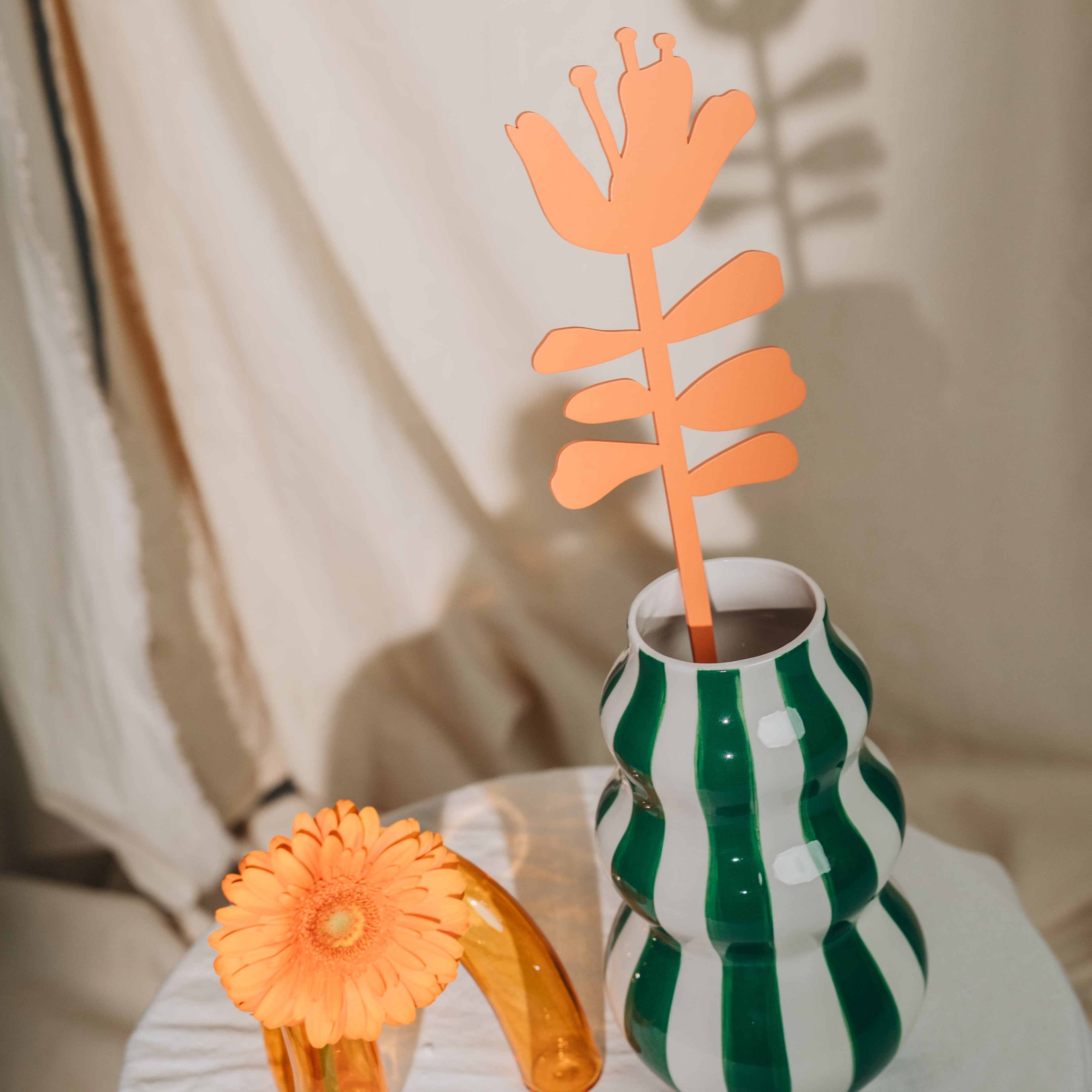 Decorative Wooden Flower | Orange Hibiscus