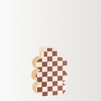 Decorative Wooden Vase | Burgundy Checkmate