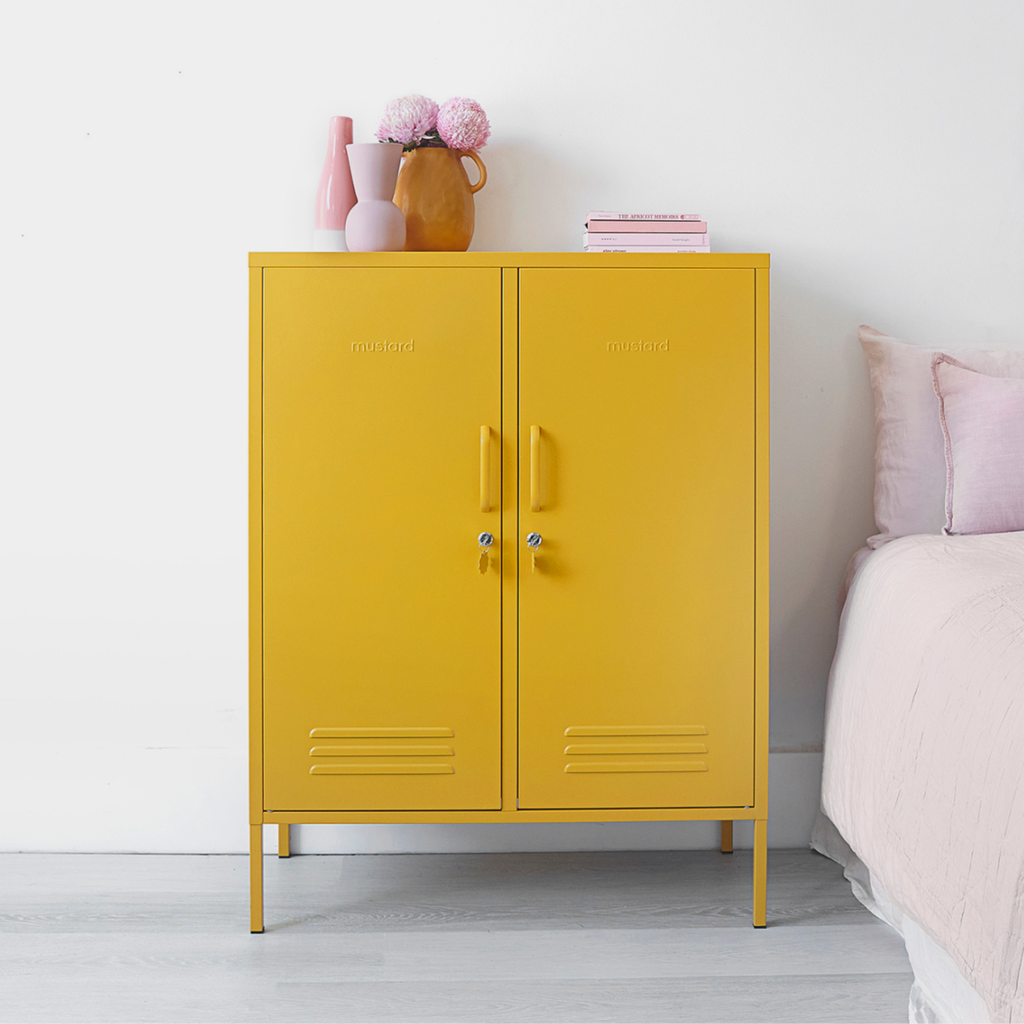 Mustard Yellow Metal Storage Cabinet